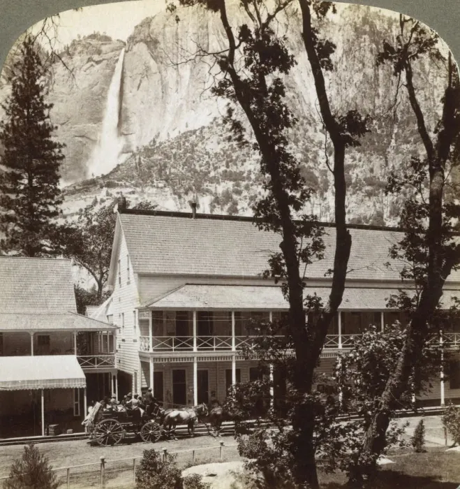 Framed Print : Sentinel Hotel, looking north across the valley to Yosemite Falls, California, USA, 1902. Artist: Underwood & Underwood Framed Print : Sentinel Hotel, looking north across the valley to Yosemite Falls, California, USA, 1902. Artist: Underwood & Underwood