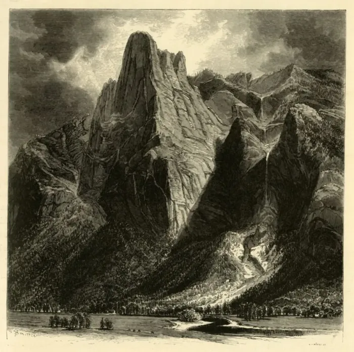 Framed Print : Sentinel Rock and Fall, 1872. Creator: W. H. Morse Framed Print : Sentinel Rock and Fall, 1872. Creator: W. H. Morse