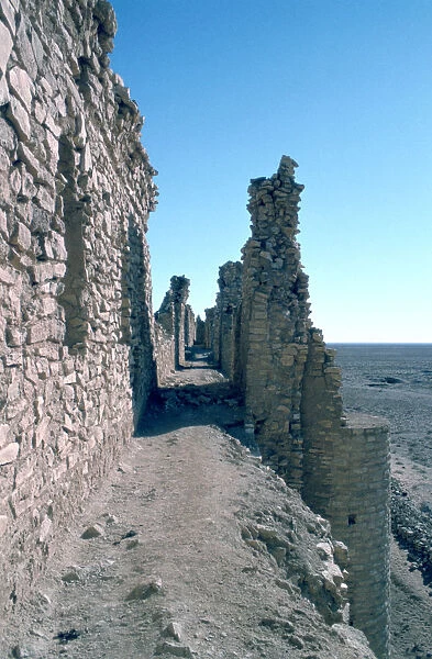 Sentry walk, fortress of Al Ukhaidir, Iraq, 1977
