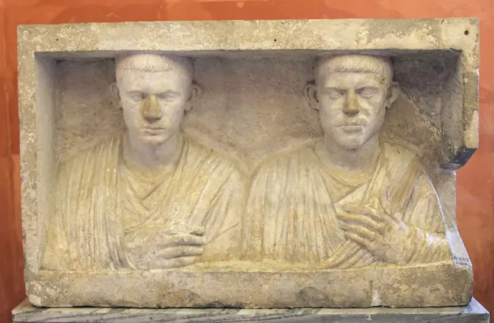 Framed Print : Sepulchral monument of two brothers, second half of 1st century BC Framed Print : Sepulchral monument of two brothers, second half of 1st century BC