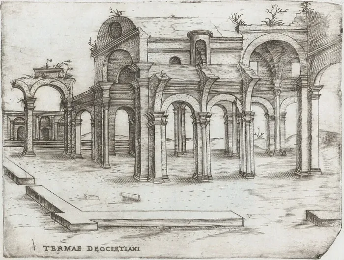 Framed Print : Sepulchrum Adriani, from a Series of Prints depicting (reconstructed) Build... Plate ca. 1530-1550. Creator: Master GA Framed Print : Sepulchrum Adriani, from a Series of Prints depicting (reconstructed) Build... Plate ca. 1530-1550. Creator: Master GA