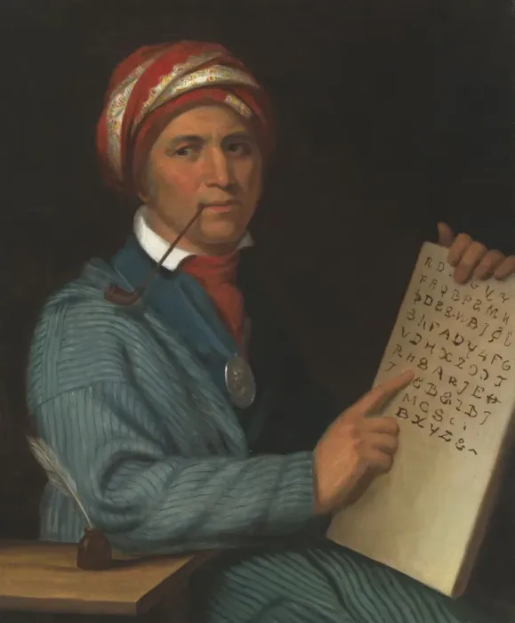 Framed Print : Sequoyah, c. 1830. Creator: Henry Inman Framed Print : Sequoyah, c. 1830. Creator: Henry Inman