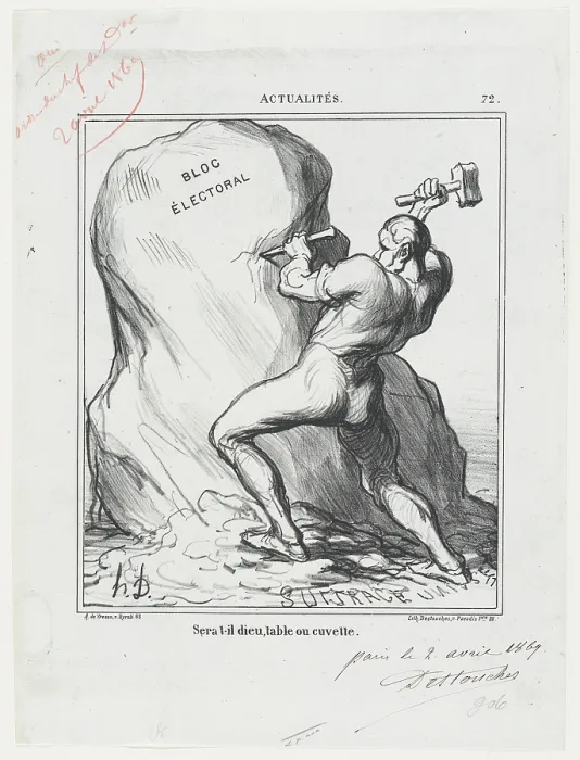 Framed Print : Sera t-il dieu, table ou cuvette, 1869. Creator: Honore Daumier Framed Print : Sera t-il dieu, table ou cuvette, 1869. Creator: Honore Daumier