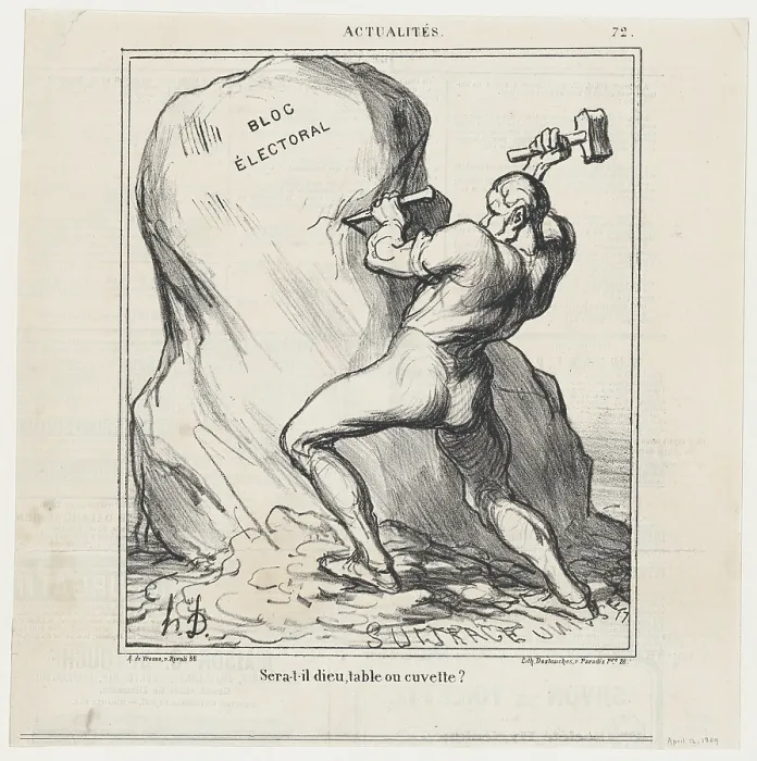 Framed Print : Sera t-il dieu, table ou cuvette, 1869. Creator: Honore Daumier Framed Print : Sera t-il dieu, table ou cuvette, 1869. Creator: Honore Daumier