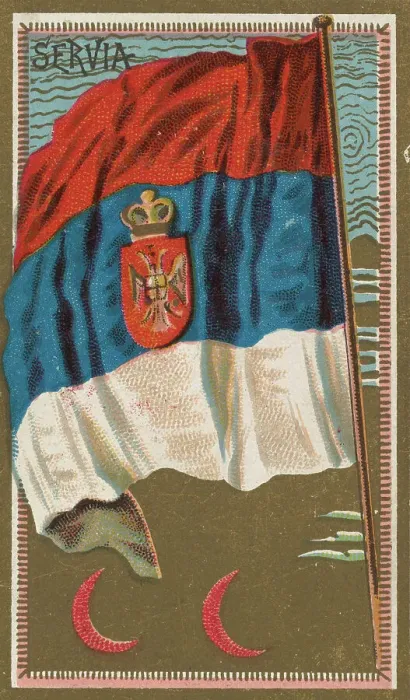 Framed Print : Serbia, from Flags of All Nations, Series 2 (N10) for Allen & Framed Print : Serbia, from Flags of All Nations, Series 2 (N10) for Allen &