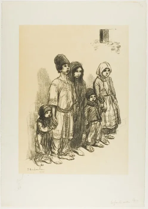 Framed Print : Serbian Children, 1915. Creator: Theophile Alexandre Steinlen Framed Print : Serbian Children, 1915. Creator: Theophile Alexandre Steinlen