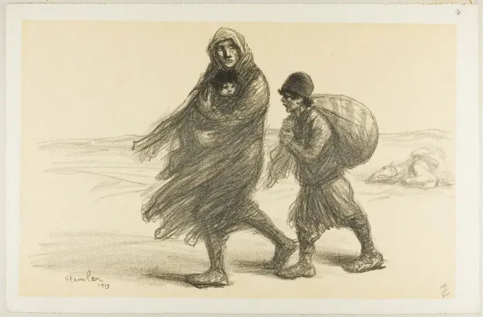 Framed Print : Serbian Exodus, plate twenty-one from Actualites, 1915, published January 1916