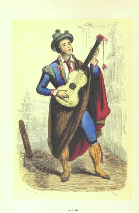 Framed Print : Serenade, 1848. Creator: Adolphe Francois Pannemaker Framed Print : Serenade, 1848. Creator: Adolphe Francois Pannemaker