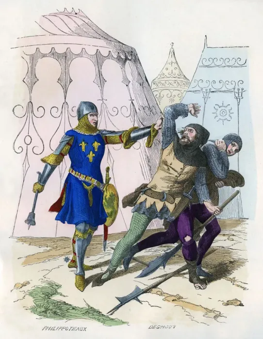 Framed Print : A Sergeant at Arms to the king arrests a militia looter, 1290-1330 (1882-1884) Framed Print : A Sergeant at Arms to the king arrests a militia looter, 1290-1330 (1882-1884)