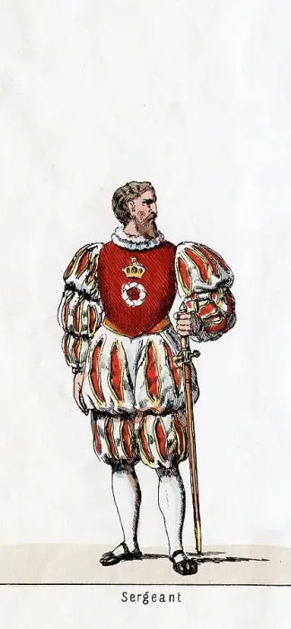 Framed Print : Sergeant, costume design for Shakespeares play, Henry VIII, 19th century Framed Print : Sergeant, costume design for Shakespeares play, Henry VIII, 19th century
