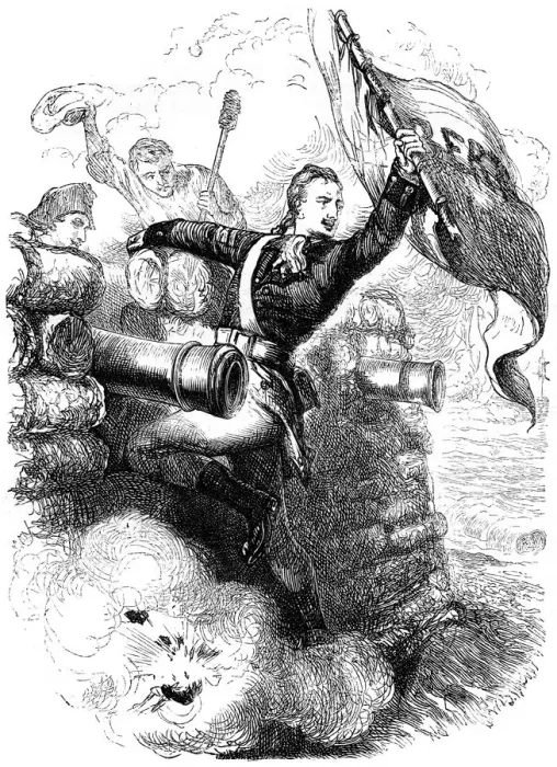 Framed Print : Sergeant Jasper recovering the flag, 1776 (c1880) Framed Print : Sergeant Jasper recovering the flag, 1776 (c1880)