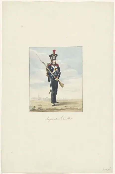 Framed Print : Sergeant of the militia, 1830-1831. Creator: Anon Framed Print : Sergeant of the militia, 1830-1831. Creator: Anon