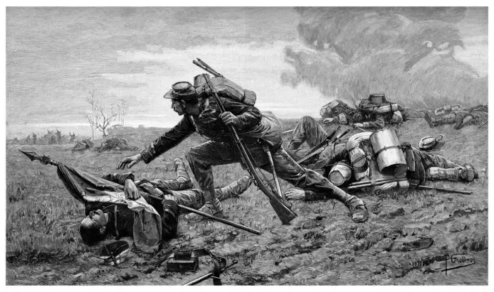 Framed Print : Sergeant Tanviray at Loigny, 1895. Artist: Dormoy Framed Print : Sergeant Tanviray at Loigny, 1895. Artist: Dormoy