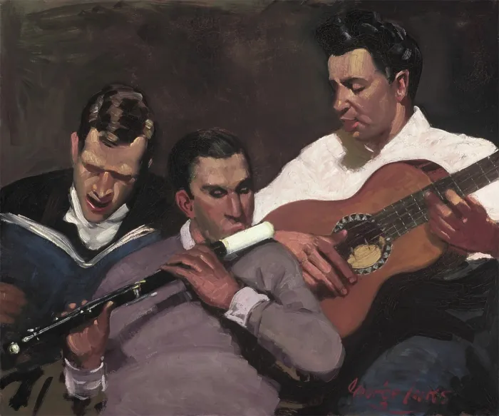 Framed Print : Three Top Sergeants, 1925. Creator: George Benjamin Luks Framed Print : Three Top Sergeants, 1925. Creator: George Benjamin Luks