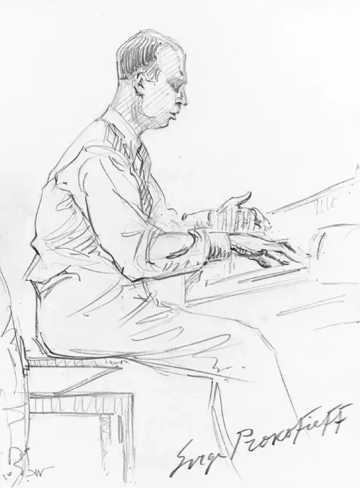 Framed Print : Sergei Prokofiev playing his Piano Concerto No. 3, 1936. Artist: Wiener, Hilda (1877-1940) Framed Print : Sergei Prokofiev playing his Piano Concerto No. 3, 1936. Artist: Wiener, Hilda (1877-1940)