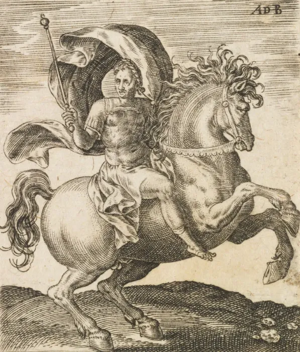 Framed Print : Sergius Galba from Twelve Caesars on Horseback, c1565-1587. Creator: Abraham de Bruyn Framed Print : Sergius Galba from Twelve Caesars on Horseback, c1565-1587. Creator: Abraham de Bruyn