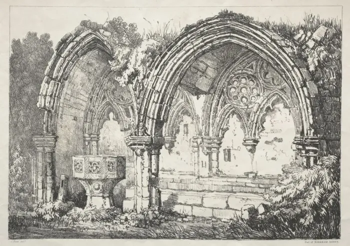 Framed Print : A Series of Ancient Buildings and Rural Cottages in the North of England: Part of Kirkham Abbey Framed Print : A Series of Ancient Buildings and Rural Cottages in the North of England: Part of Kirkham Abbey