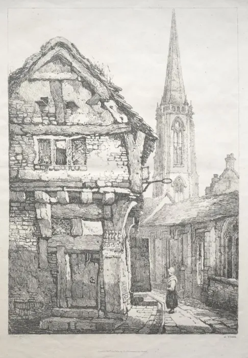 Framed Print : A Series of Ancient Buildings and Rural Cottages in the North of England: At York, Street Framed Print : A Series of Ancient Buildings and Rural Cottages in the North of England: At York, Street
