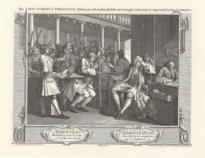 Framed Print : Series Industry and Idleness, Plate 10: The Industrious Prentice Alderman of London... 1747. Creator: Hogarth, William (1697-1764). Series Industry and Idleness, Plate 10: The Industrious Prentice Alderman of London... 1747 Framed Print : Series Industry and Idleness, Plate 10: The Industrious Prentice Alderman of London... 1747. Creator: Hogarth, William (1697-1764). Series Industry and Idleness, Plate 10: The Industrious Prentice Alderman of London... 1747