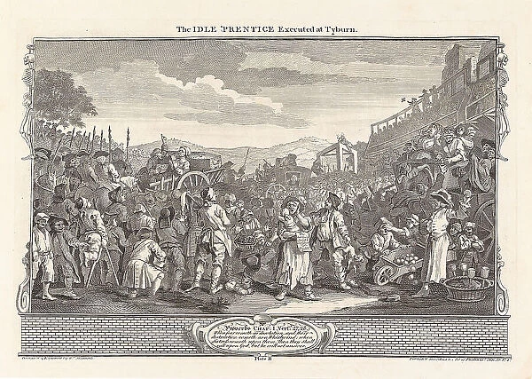 Series 'Industry and Idleness', Plate 11: The Idle Prentice Executed at Tyburn, 1747. Creator: Hogarth, William (1697-1764). Series 'Industry and Idleness', Plate 11: The Idle Prentice Executed at Tyburn, 1747