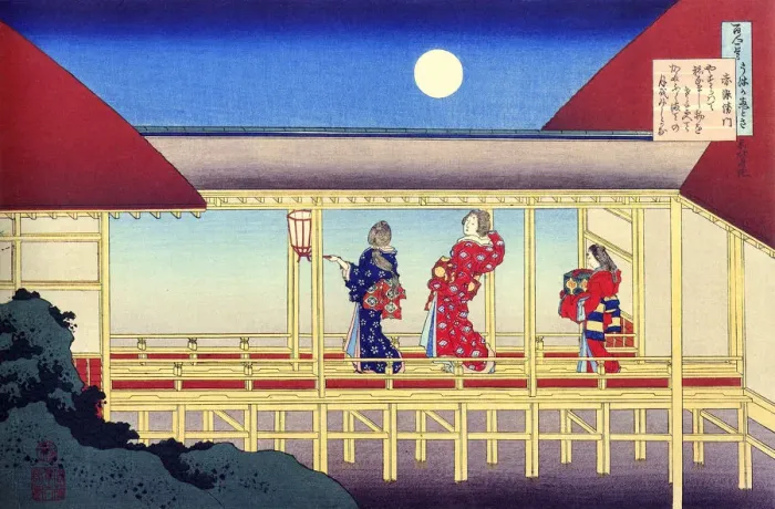 Framed Print : From the series Hundred Poems by One Hundred Poets: Akazome Emon, c1830. Artist: Hokusai Framed Print : From the series Hundred Poems by One Hundred Poets: Akazome Emon, c1830. Artist: Hokusai