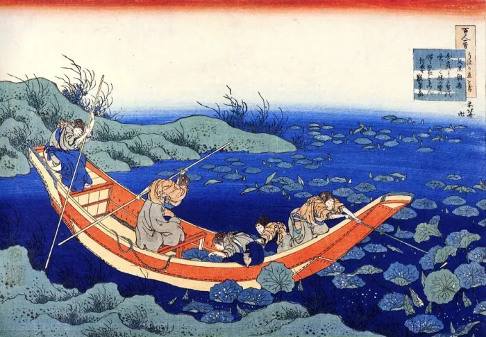 Framed Print : From the series Hundred Poems by One Hundred Poets: Fumiya no Asayasu, c1830. Artist: Hokusai Framed Print : From the series Hundred Poems by One Hundred Poets: Fumiya no Asayasu, c1830. Artist: Hokusai