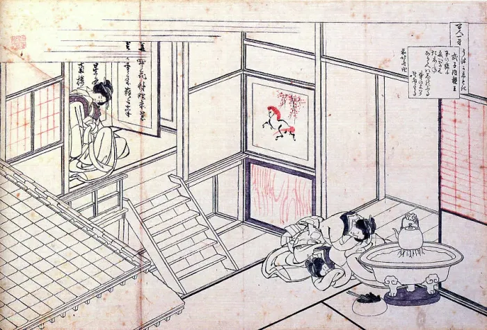 Framed Print : From the series Hundred Poems by One Hundred Poets: Shikishi Naishinno, c1830. Artist: Hokusai Framed Print : From the series Hundred Poems by One Hundred Poets: Shikishi Naishinno, c1830. Artist: Hokusai
