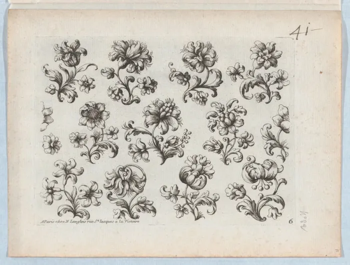 Framed Print : Series of Small Flower Motifs, Plate 6, ca. 1670-85. ca. 1670-85 Framed Print : Series of Small Flower Motifs, Plate 6, ca. 1670-85. ca. 1670-85
