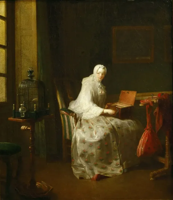 Framed Print : Serinette, 1751. Creator: Chardin, Jean-Baptiste Siméon (1699-1779) Framed Print : Serinette, 1751. Creator: Chardin, Jean-Baptiste Siméon (1699-1779)