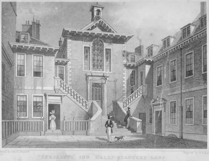 Framed Print : Serjeants Inn, Chancery Lane, City of London, 1830. Artist: HW Bond Framed Print : Serjeants Inn, Chancery Lane, City of London, 1830. Artist: HW Bond