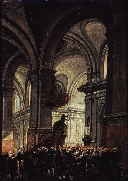 Sermon of a Capuchin in the Church of Saint Roch, 1780. Creator: Demachy