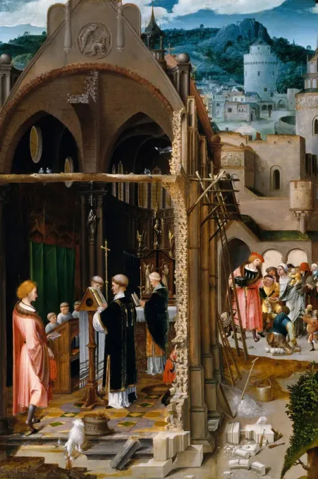 Framed Print : A Sermon on Charity (possibly the Conversion of Saint Anthony). Creator: Netherlandish Framed Print : A Sermon on Charity (possibly the Conversion of Saint Anthony). Creator: Netherlandish