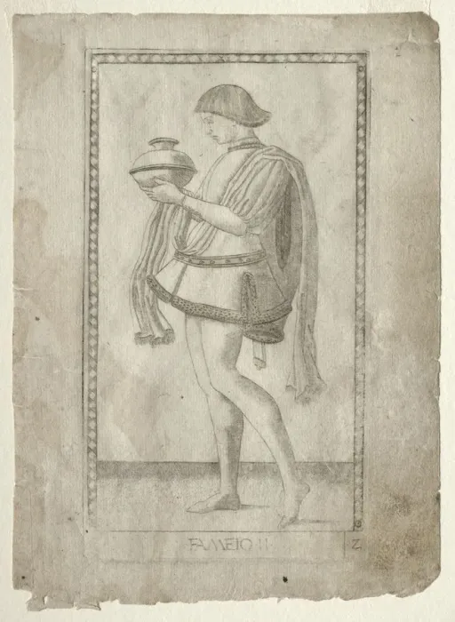 Framed Print : The Servant (from the Tarocchi, series E: Conditions of Man, #2), before 1467. Creator Framed Print : The Servant (from the Tarocchi, series E: Conditions of Man, #2), before 1467. Creator