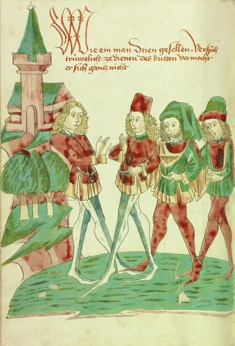 Framed Print : A Servant before Three Lords; Barlaam und Josaphat, 1469. Creators: Hans Schilling, Diebolt Lauber Framed Print : A Servant before Three Lords; Barlaam und Josaphat, 1469. Creators: Hans Schilling, Diebolt Lauber