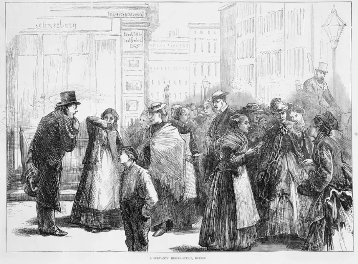 Framed Print : Servants hiring office, Berlin, Germany, 1874 Framed Print : Servants hiring office, Berlin, Germany, 1874