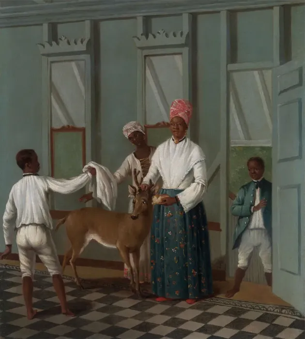Framed Print : Servants Washing a Deer, ca. 1775. Creator: Agostino Brunias Framed Print : Servants Washing a Deer, ca. 1775. Creator: Agostino Brunias