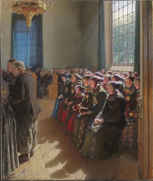 During the service in a church in Amager, 1891-1892. Creator: Carl Wentorf