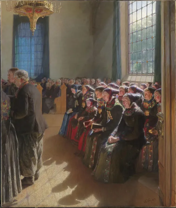 Framed Print : During the service in a church in Amager, 1891-1892. Creator: Carl Wentorf Framed Print : During the service in a church in Amager, 1891-1892. Creator: Carl Wentorf