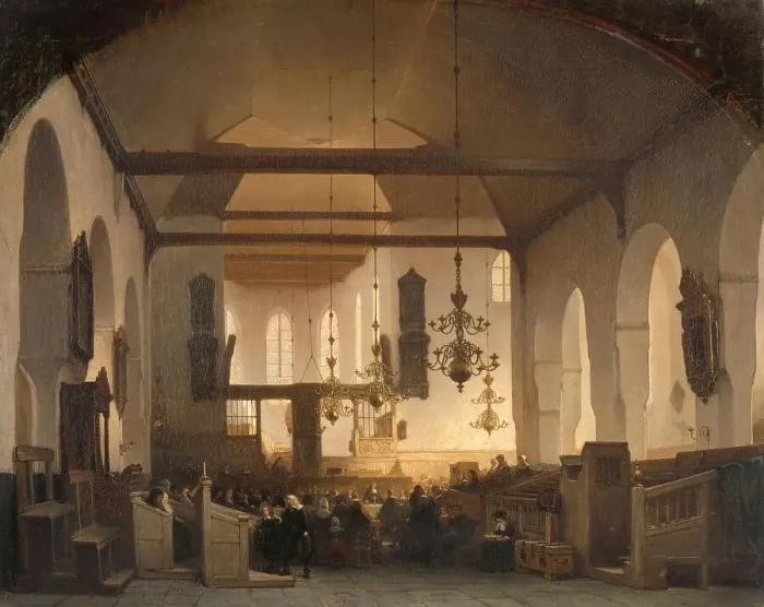 Framed Print : A Service in the Geertekerk, Utrecht, 1852. Creator: Johannes Bosboom Framed Print : A Service in the Geertekerk, Utrecht, 1852. Creator: Johannes Bosboom