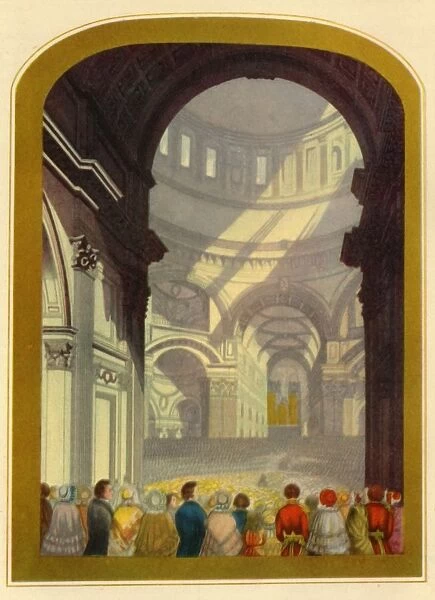 A Service in St. Pauls Cathedral, c1850, (1947). Creator: Bradshaw & Blacklock