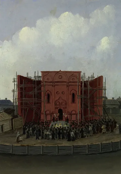 Framed Print : Service at the Svyato-Troitskaya Cathedral of the Holy Trinity, Tomsk, 1885. Creator: Pavel Mikhailovich Kosharov Framed Print : Service at the Svyato-Troitskaya Cathedral of the Holy Trinity, Tomsk, 1885. Creator: Pavel Mikhailovich Kosharov