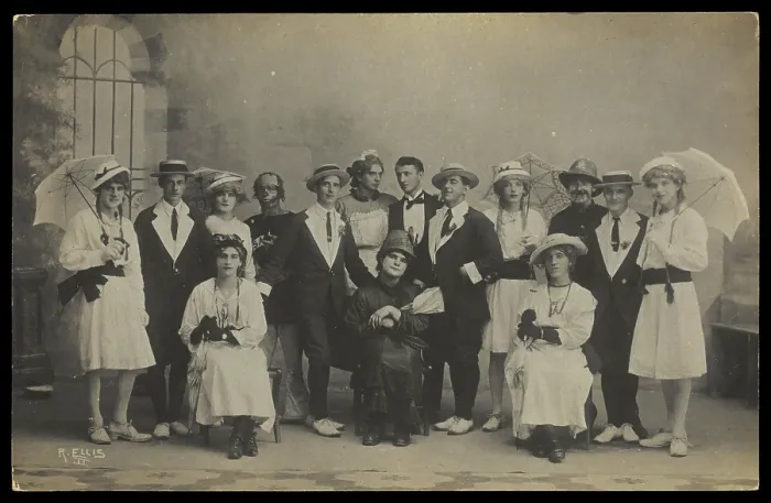 Framed Print : Servicemen in Malta performing a play, some in drag, c1918. Creator: R Ellis Framed Print : Servicemen in Malta performing a play, some in drag, c1918. Creator: R Ellis