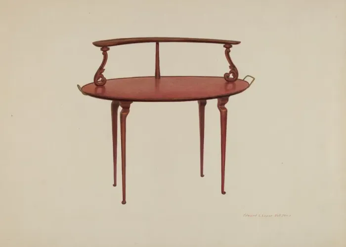 Framed Print : Serving Table, c. 1938. Creator: Edward L Loper Framed Print : Serving Table, c. 1938. Creator: Edward L Loper
