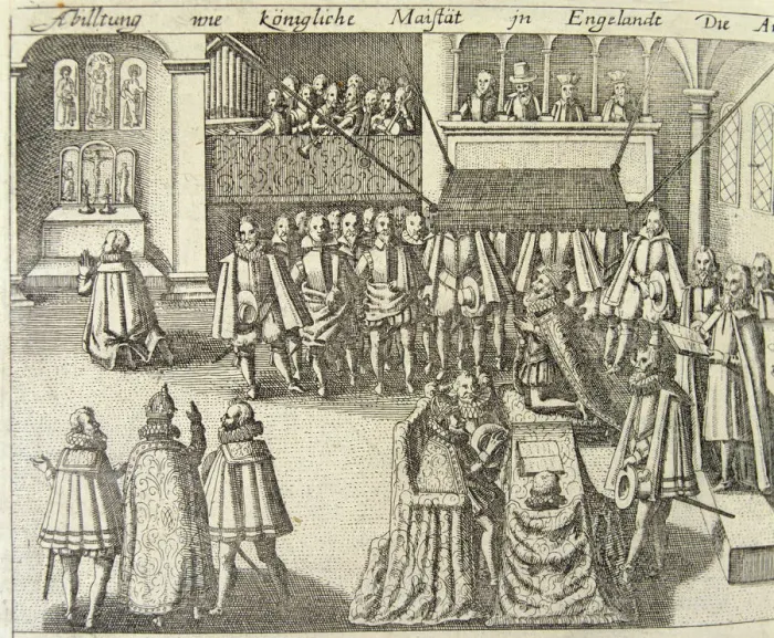Framed Print : A session of the British Parliament in 1623, engraving Framed Print : A session of the British Parliament in 1623, engraving
