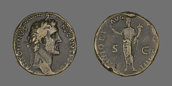 Sestertius (Coin) Portraying Emperor Antoninus Pius, 145-156. Creator: Unknown