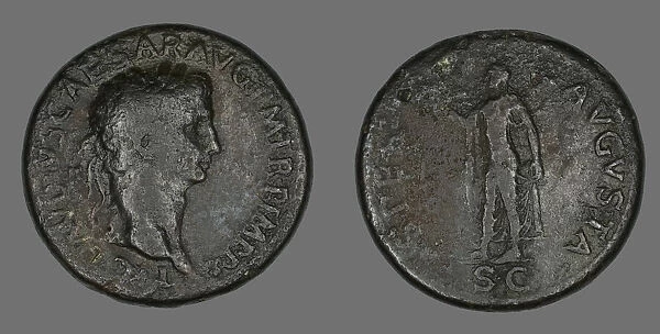 Sestertius (Coin) Portraying Emperor Claudius, 50-54. Creator: Unknown