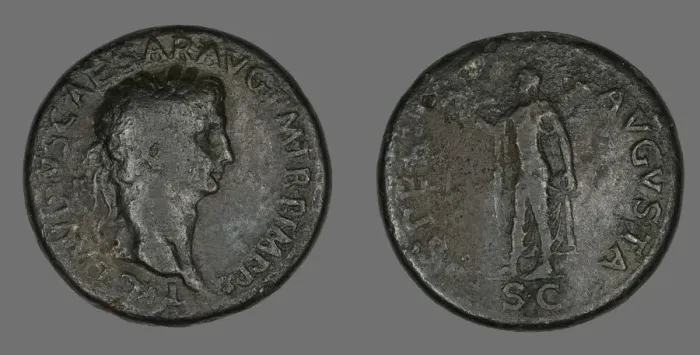 Framed Print : Sestertius (Coin) Portraying Emperor Claudius, 50-54. Creator: Unknown Framed Print : Sestertius (Coin) Portraying Emperor Claudius, 50-54. Creator: Unknown