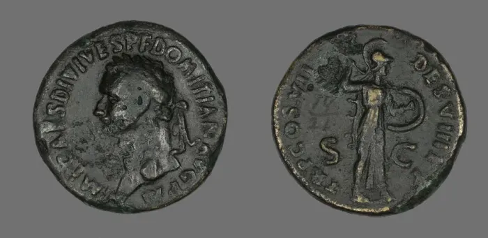 Framed Print : Sestertius (Coin) Portraying Emperor Domitian, 81. Creator: Unknown Framed Print : Sestertius (Coin) Portraying Emperor Domitian, 81. Creator: Unknown