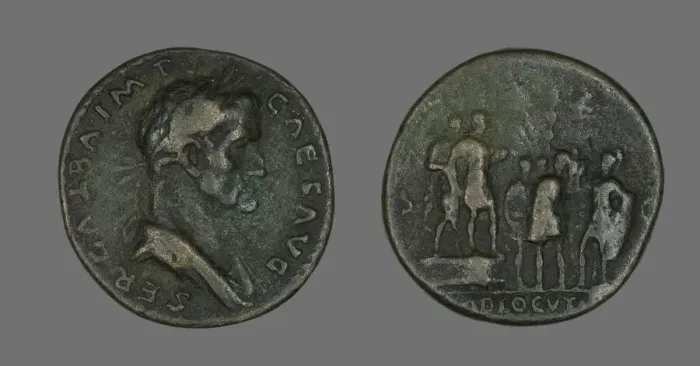 Framed Print : Sestertius (Coin) Portraying Emperor Galba, 68. Creator: Unknown