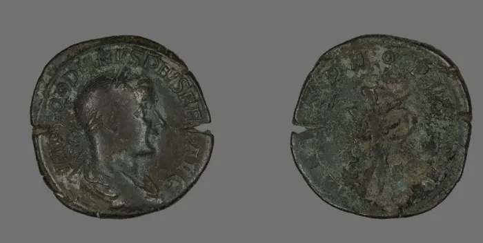 Framed Print : Sestertius (Coin) Portraying Emperor Gordianus, 238-244. Creator: Unknown Framed Print : Sestertius (Coin) Portraying Emperor Gordianus, 238-244. Creator: Unknown